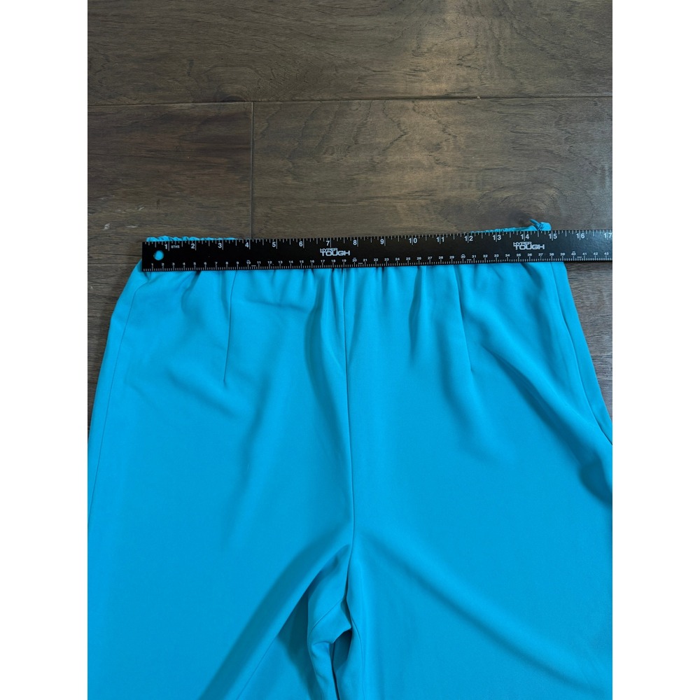 Chicos Turquoise Blue Wide Leg Pants Side Zip Elastic Back Size 1R 8R - Picture 7 of 9